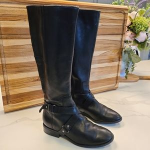 Nine West Knee High Black Leather Boots  Size 5.5